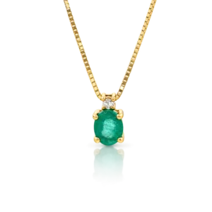 Gargantilla Oro Blanco Esmeralda y Diamante