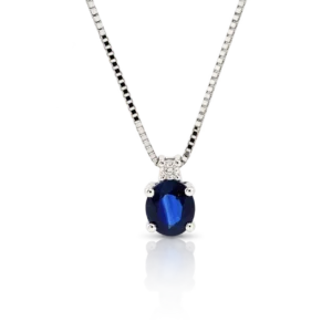 Gargantilla Oro Blanco Zafiro y Diamante