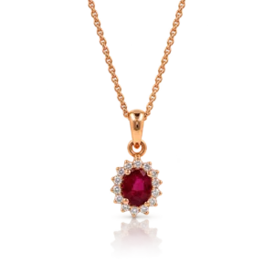 Gargantilla Oro Rosa Diamantes y Rubí