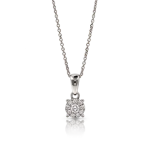 Gargantilla Rosetón Oro Blanco Diamantes 0.08ct