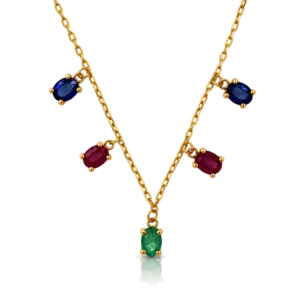 Gargantilla Rubí Esmeralda y Zafiro Oro Amarillo
