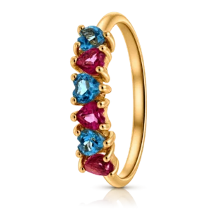 Media Alianza Oro Amarillo Topacios Corazón SwissBlue/Rosa