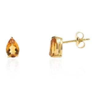 Pendiente con Topacio Citrino y Oro Amarillo en forma de Gota