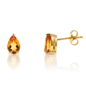 Pendiente con Topacio Citrino y Oro Amarillo en forma de Gota