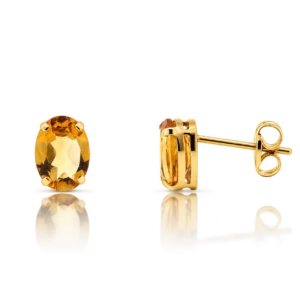 Pendiente con Topacio Citrino y Oro Amarillo en forma Oval