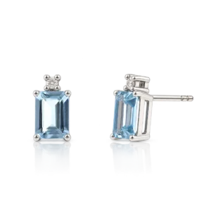 Pendientes Aguamarina con Diamante