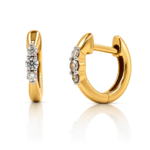 Pendientes Aro con 3 Diamantes Oro Amarillo