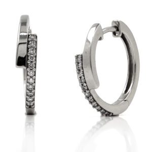 Pendientes Aro Cruzado Diamantes Oro Blanco