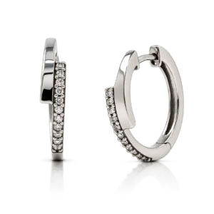 Pendientes Aro Cruzado Diamantes Oro Blanco