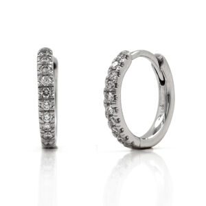 Pendientes Aro Diamantes Oro Blanco con Grapas