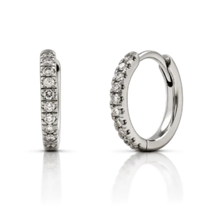Pendientes Aro Diamantes Oro Blanco con Grapas