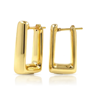 Pendientes Aro Rectangular Oro Amarillo Cierre Pala