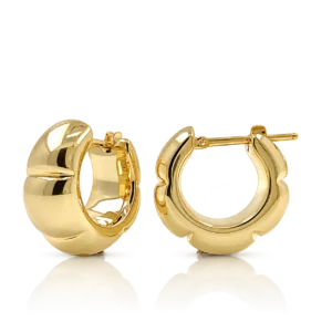 Pendientes Aro Redondo Gallonado Oro Amarillo Cierre Pala