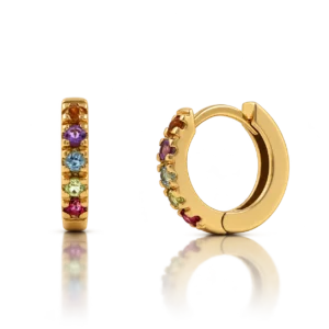 Pendientes Aros de Oro y Piedras Semipreciosas
