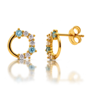 Pendientes Circulo de Oro con Topacios y Circonitas
