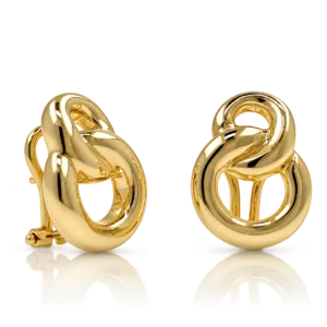 Pendientes con Volumen Oro Amarillo Cierre Omega