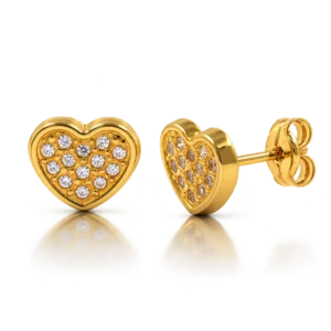 Pendientes Corazón Oro y Circonita