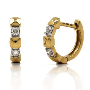 Pendientes de Aro con 2 Diamantes Oro Amarillo