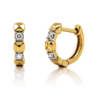 Pendientes de Aro con 2 Diamantes Oro Amarillo