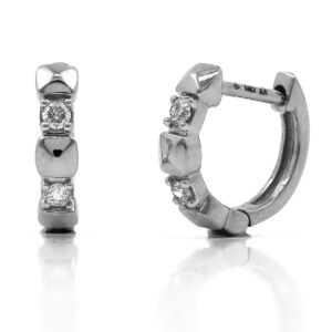 Pendientes de Aro con 2 Diamantes Oro Blanco