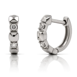 Pendientes de Aro con 2 Diamantes Oro Blanco