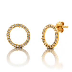 Pendientes de Oro Círculo de Circonitas
