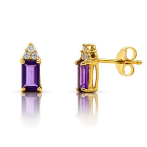 Pendientes de Oro con Amatista y Circonita