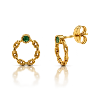 Pendientes de Oro Eslabones y Esmeralda
