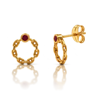 Pendientes de Oro Eslabones y Rubíes
