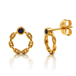 Pendientes de Oro Eslabones y Zafiros azules