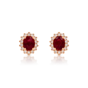 Pendientes de Oro Rosa Rubi y Diamantes