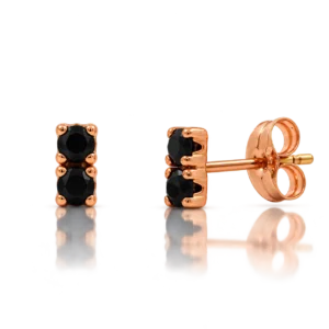 Pendientes de Oro Rosa y Circonitas Negras