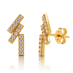 Pendientes de Oro tres barritas de Circonita