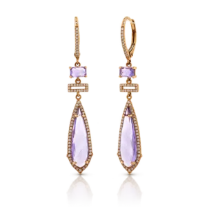 Pendientes Largos Amatista Diamantes