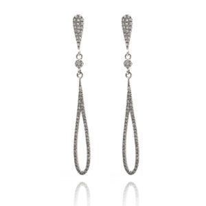 Pendientes Largos Lagrima con Diamantes