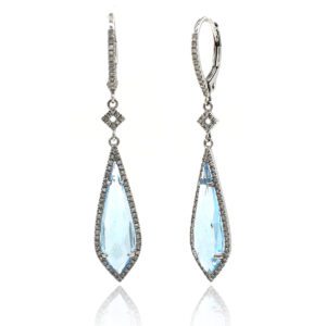 Pendientes Largos Topacio y Diamantes
