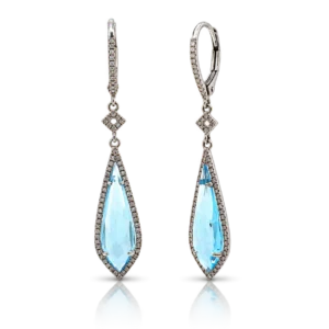 Pendientes Largos Topacio y Diamantes