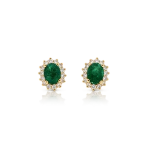 Pendientes Oro Amarillo Esmeralda y Diamantes