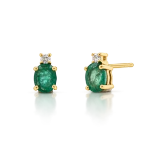 Pendientes Oro Amarillo Esmeralda y Diamantes