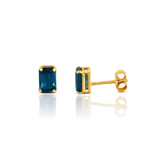 Pendientes Oro Amarillo Topacio LondonBlue Rectangular