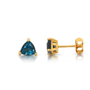 Pendientes Oro Amarillo Topacio LondonBlue Triangular