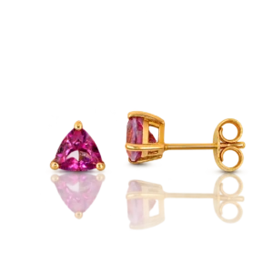 Pendientes Oro Amarillo Topacio Rosa Triangular