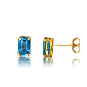 Pendientes Oro Amarillo Topacio SwissBlue Rectangular