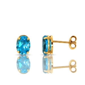 Pendientes Oro Amarillo Topacio SwissBlue Redondos