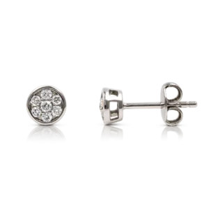 Pendientes Rosetón Oro Blanco y Brillante 0.17ct