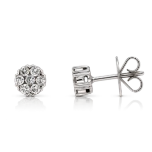 Pendientes Roseton Oro Blanco y Brillantes 0.34ct