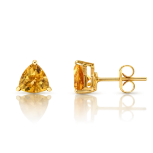 Pendientes Topacio Citrino y Oro Amarillo en forma Triangular