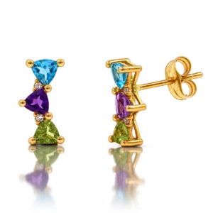 Pendientes Trepadores de Oro con Piedras Semipreciosas