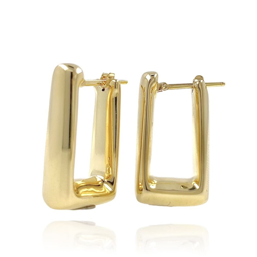 Pendientes Aro Rectangular Oro Amarillo Cierre Pala