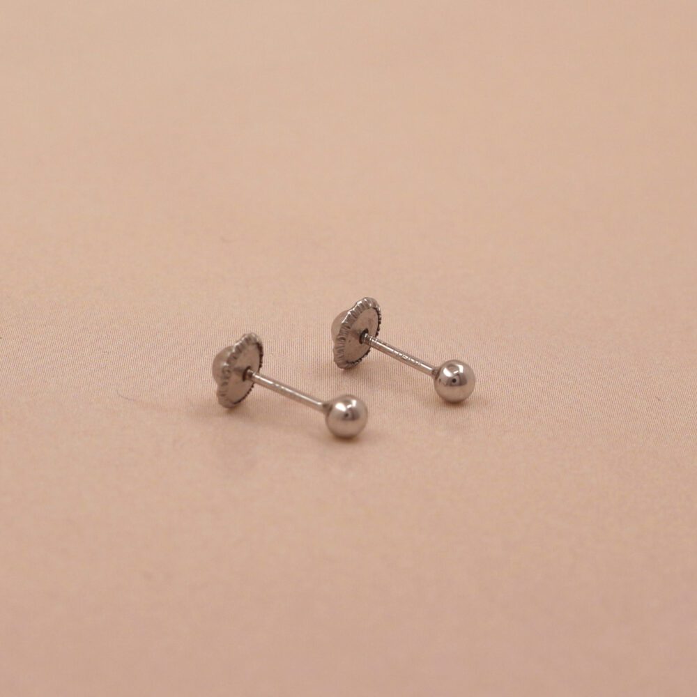 Pendientes Bola 3mm Oro Blanco